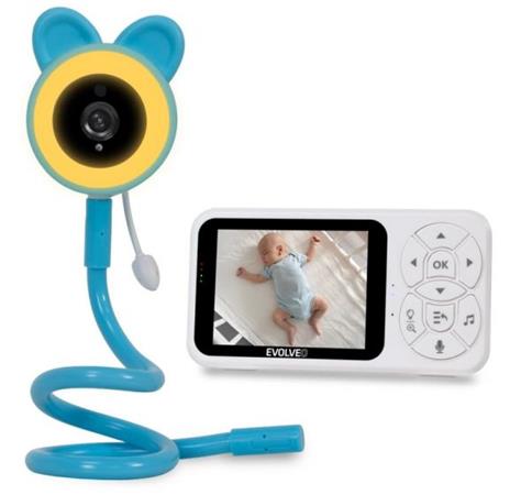 EVOLVEO Baby Monitor N35 – dětská chůvička s kamerou, VOX, teploměr, noční vidění, RGB světlo, Modrá CAM-35B