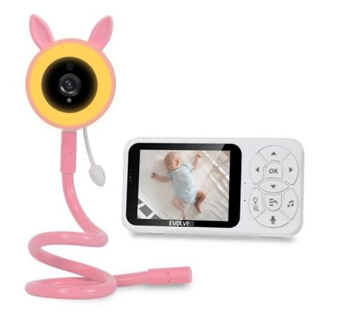 EVOLVEO Baby Monitor N35 – dětská chůvička s kamerou, VOX, teploměr, noční vidění, RGB světlo, Růžová CAM-35P