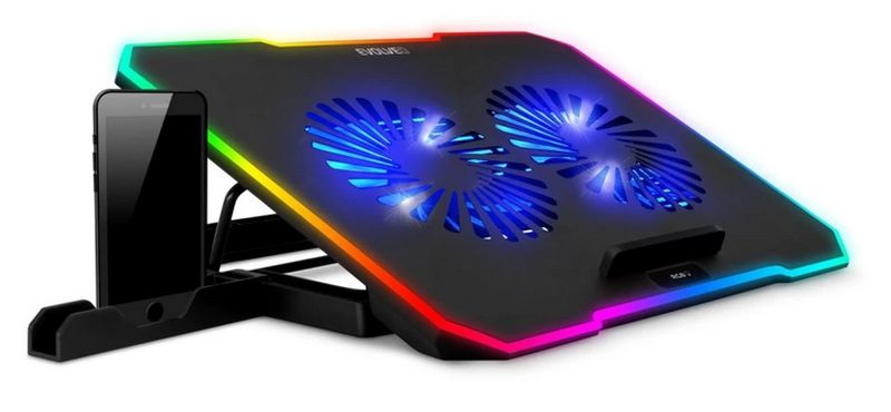 EVOLVEO CoolPro, chladící podložka pod notebook, 2x ventilátor, RGB podsvícení, černá COOLPRO-BK