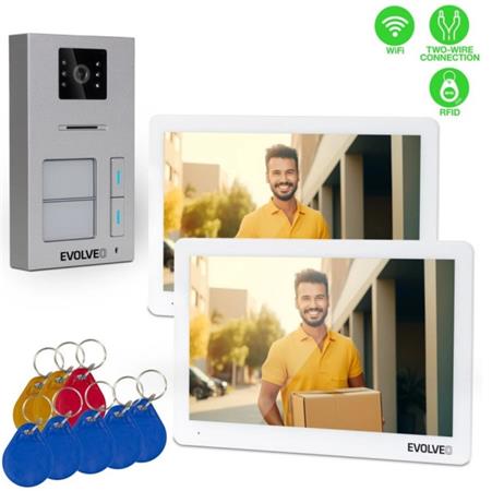 EVOLVEO DoorPhone 20-2W - 2 drátový videotelefon s aplikací pro dvě domácnosti a 32GB pamětí DP-20-2-W
