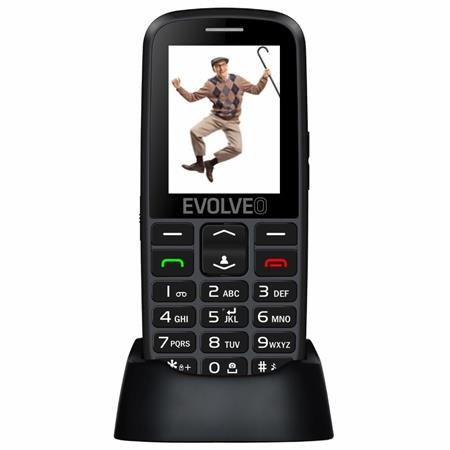 EVOLVEO EasyPhone EG, mobilní telefon pro seniory s nabíjecím stojánkem (černá barva) EP-550-EGB