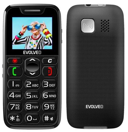 EVOLVEO EasyPhone, mobilní telefon pro seniory s nabíjecím stojánkem, černá EP-501-BK