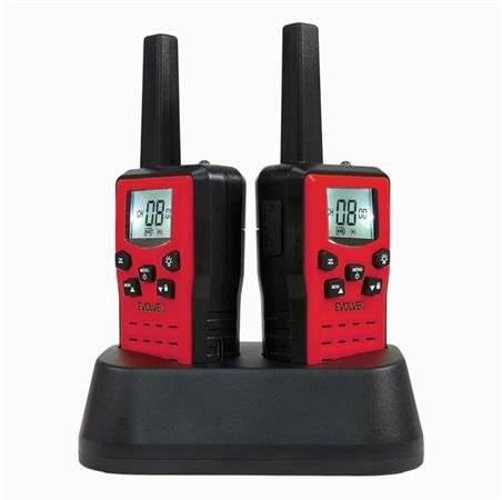 EVOLVEO FreeTalk 2W, PMR vysílačka s výkonem 0,5 a 2W, červenočerná FT-2WRB