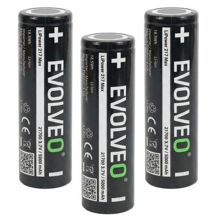 EVOLVEO LiPower 217 Max 5000 – Li-ion baterie 21700 (3.7 V / 5000 mAh) 3 ks LIP-2175M-3