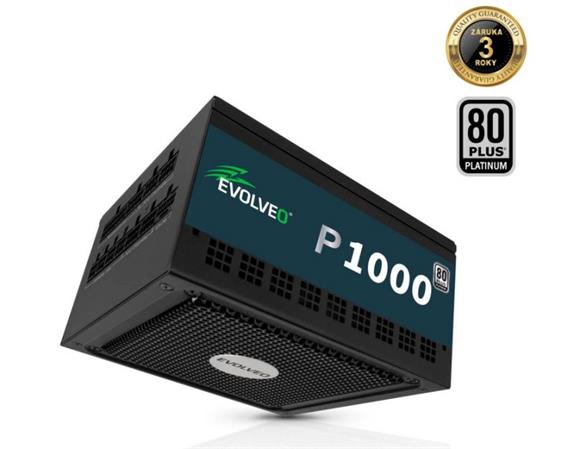 EVOLVEO P1000 zdroj 1000W, 80+ PLATINUM, ATX 3.1, aPFC, 140 mm ventilátor, 3 roky záruka, černý P1000-BK