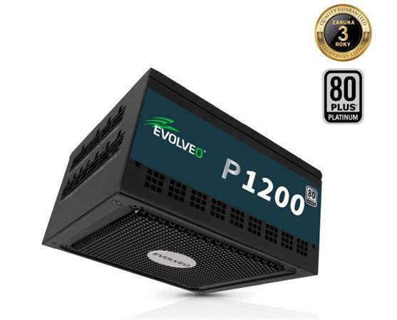 EVOLVEO P1200 zdroj 1200W, 80+ PLATINUM, ATX 3.1, aPFC, 140 mm ventilátor, 3 roky záruka, černý P1200-BK