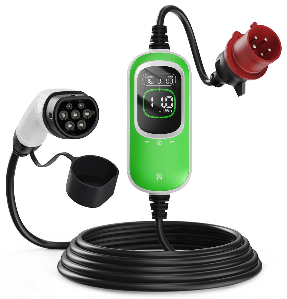 EVSE AC přenosná, třifázová nabíječka pro elektromobily, pro domácnosti, 11kW, 230V, 16A, 6m kabel s konektore PC100-11K
