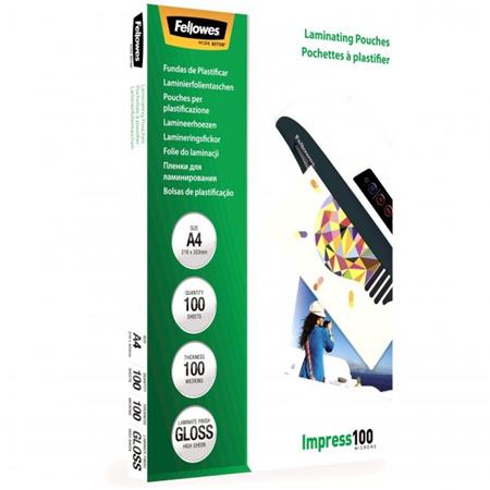 FELLOWES laminovací fólie A4 100 mic/ velikost 216x303 mm/ lesklé/ 100 pack lampofela4100