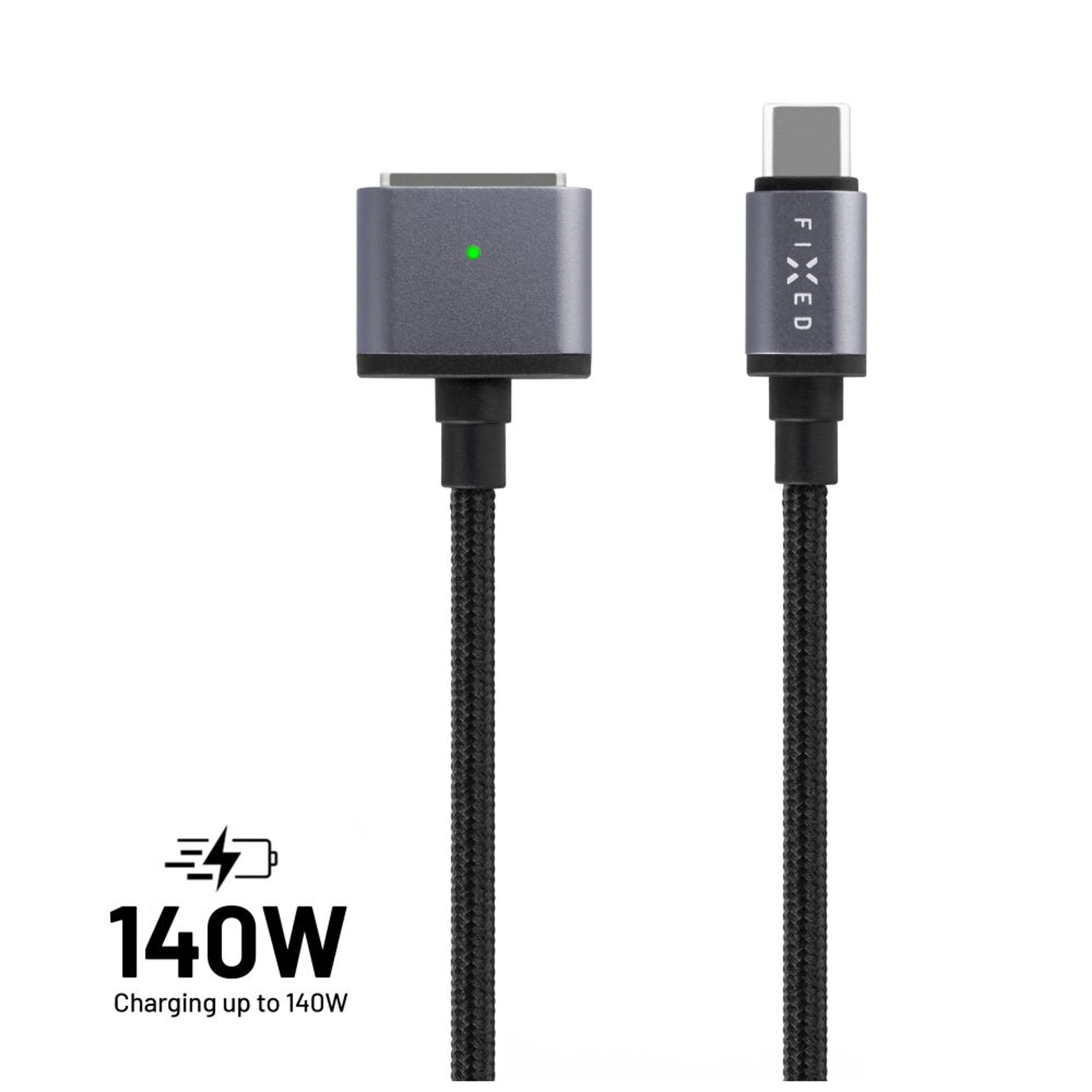 FIXED kábel USB-C/MagSafe 3, 2m, 140W, sivý FIXD-MS3-GR