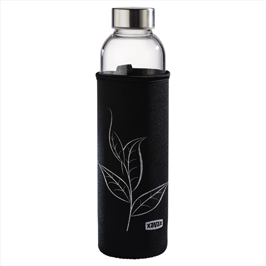 Fľaška XAVAX skleněná na nápoje, 500 ml, se sítkem a neoprenovým obalem 111233