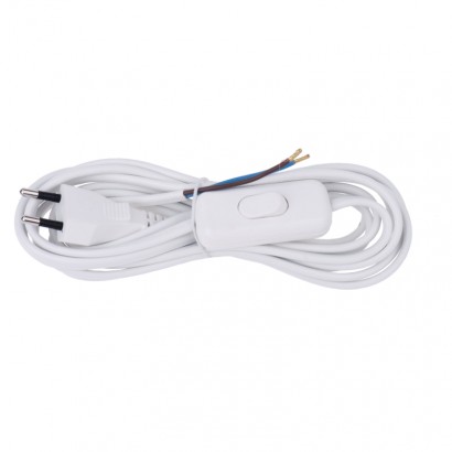 Flexo šnúra PVC 2× 0,75mm2 s vypínačom, 3m, biela 8595025321299