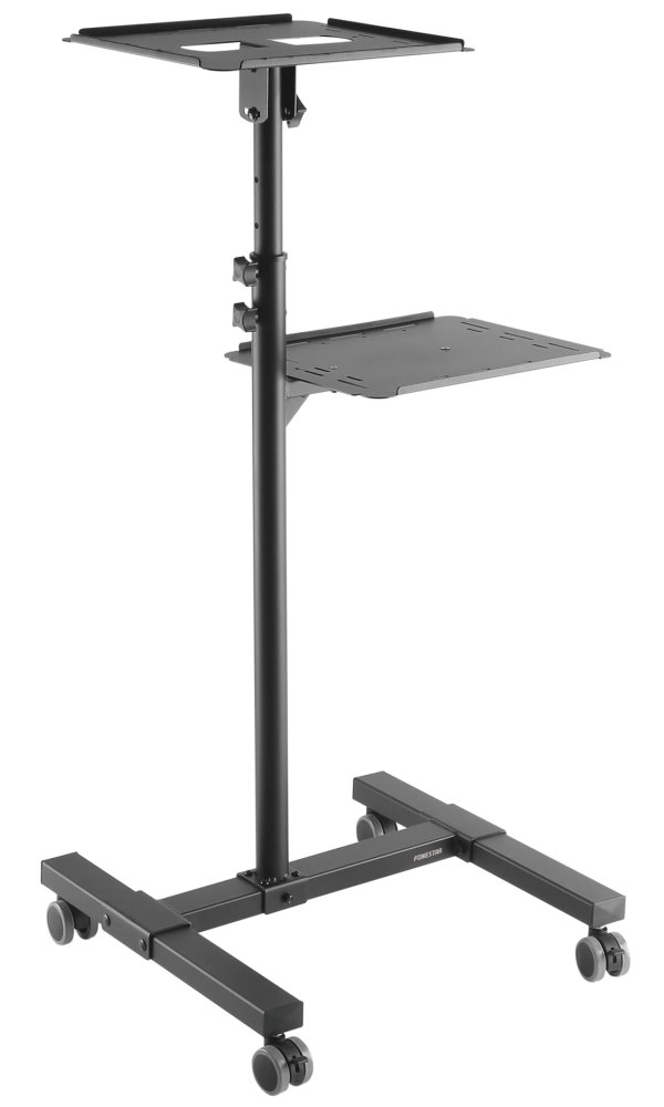Fonestar Mobilní stojan pro projektor/notebook, nosnost 10 kg, 2 police, výška 95–145 cm, náklon, kolečka, čern SPS-403N