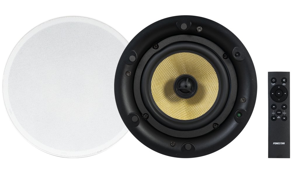 Fonestar Stropní Wi-Fi/BT set 2×25 W, aktivní+pasivní, 6,5" kevlar woofer+1" výška, LAN, AUX, Multiroom, bílý KS-08WIFI