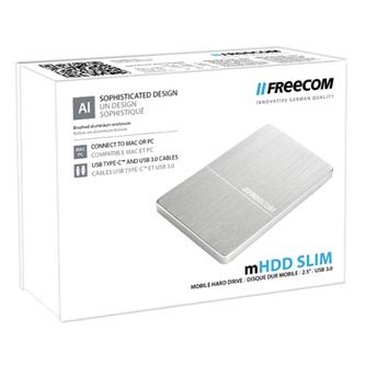 Freecom externý pevný disk, Slim Mobile Drive Metal, 2.5", USB 3.0, 1TB, 1000GB, 56370, strieb