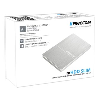 Freecom externý pevný disk, Slim Mobile Drive Metal, 2,5", USB 3.0, 2TB, 2000GB, 56381, strieb