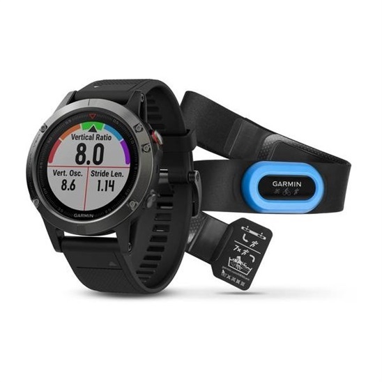 GARMIN GPS chytré hodinky fenix5 Gray Optic TRI Performer, Black band 010-01688-30