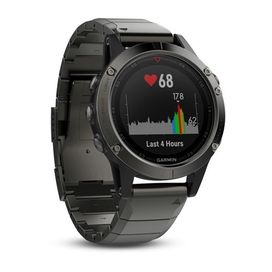 GARMIN GPS chytré hodinky fenix5 Sapphire Gray Optic, Metal band 010-01688-21