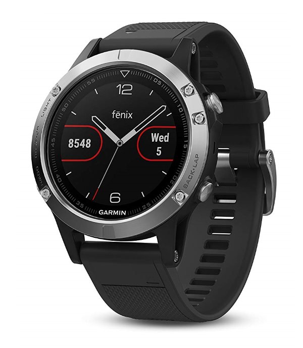 GARMIN GPS chytré hodinky fenix5 Silver Optic, Black band 010-01688-03