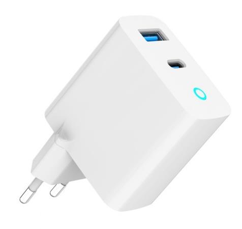 GEMBIRD 2-portová 30W GaN USB rychlonabíječka, LED, bílá TA-UC-PDQC30L-W-01