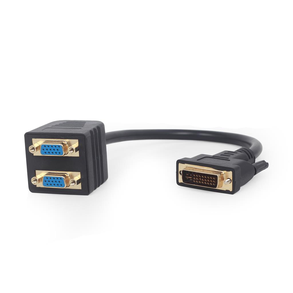 Gembird adaptér/splitter DVI-D(M) -> 2x VGA (F), 0.3m, čierny A-DVI-2VGA-01