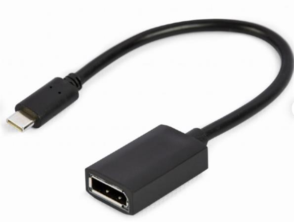 Gembird adaptér USB-C (M) na DisplayPort (F), 4K, 0.15m kábel, čierny A-CM-DPF-02