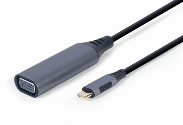 Gembird adaptér USB-C (M) na VGA (F), 0.15m kábel, šedý A-USB3C-VGA-01