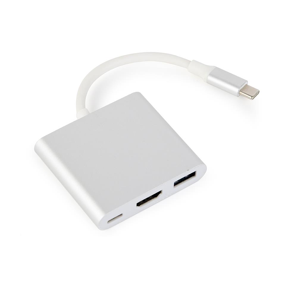 Gembird adapter USB type-C multi-adapter (USB type C; USB 3.0, HDMI) A-CM-HDMIF-02-SV