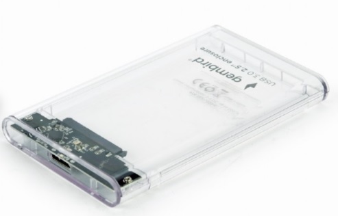 GEMBIRD EE2-U3S9-6 Box pro HDD/SSD 2,5" SATA – USB 3.0, 9,5 mm, průhledný plast