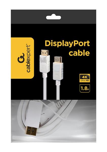 Gembird kábel DisplayPort (M/M), 4K, 1.8 m, biely CC-DP2-6-W