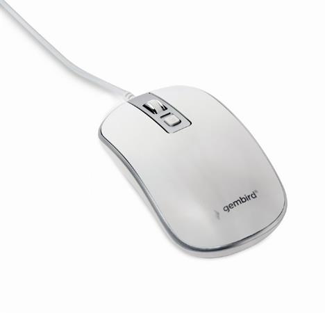 GEMBIRD myš MUS-4B-06-WS, drátová, optická, USB, bílá/stříbrná