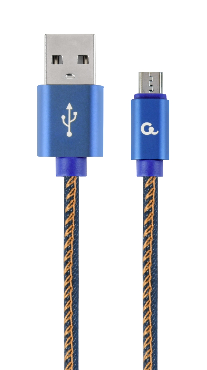 Gembird Premium jeans (denim) Micro-USB cable with metal connectors, 1m, blue