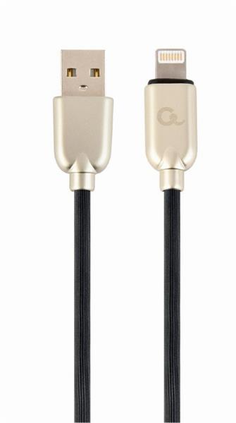 Gembird Premium rubber 8-pin charging and data cable, 1m, black CC-USB2R-AMLM-1M
