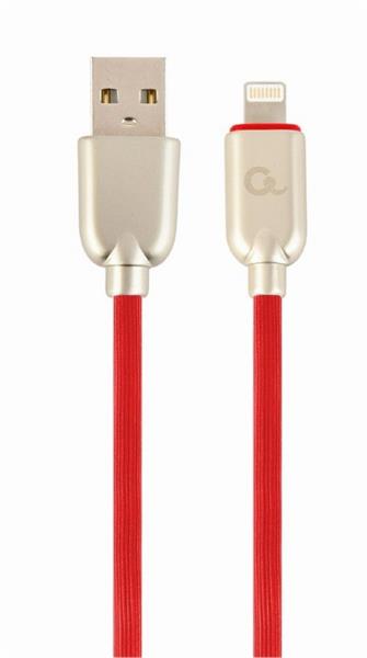 Gembird Premium rubber 8-pin charging and data cable, 2m, red CC-USB2R-AMLM-2M-R