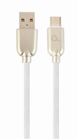 Gembird Premium rubber Type-C USB charging and data cable, 1m, white CC-USB2R-AMCM-1M-W