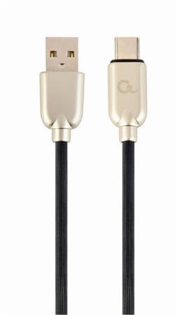 Gembird Premium rubber Type-C USB charging and data cable, 2m, black CC-USB2R-AMCM-2M