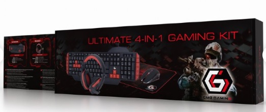 GEMBIRD Ultimátní herní sada 4 v 1 s americkým rozložením klávesnice GGS-UMG4-02