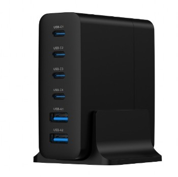 Gembird Universal charger 75W 2x USB-A, 4x USB-C TA-UC-2A4C-PD75-01-BK