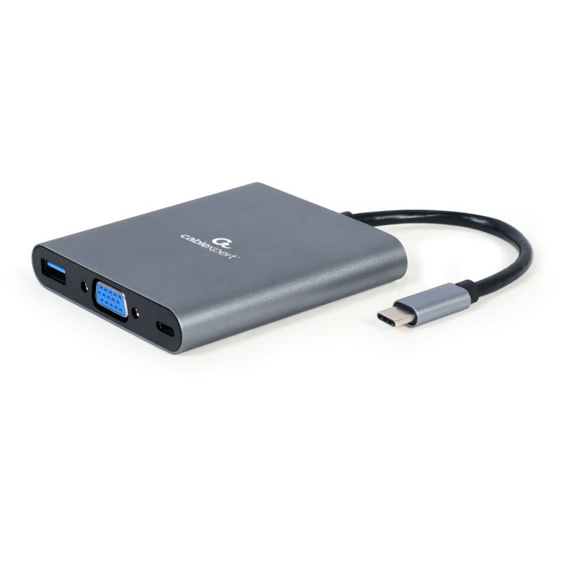 Gembird USB-C 6v1 multiport USB 3.1 + HDMI + VGA + PD + čtečka karet + stereo audio A-CM-COMBO6-01