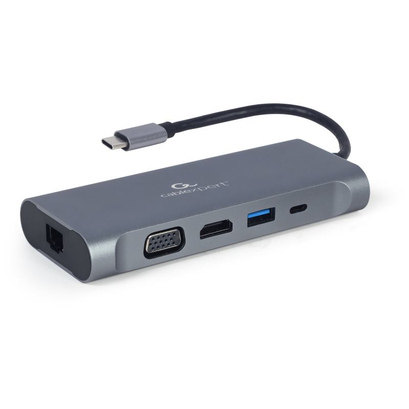 Gembird USB-C 7v1 multiport USB 3.0 + HDMI + VGA + PD + čtečka karet + stereo audio A-CM-COMBO7-01