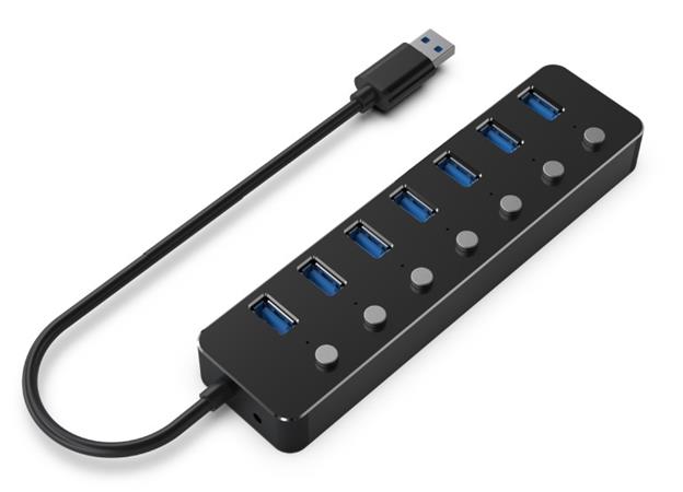 Gembird USB hub 7-port USB 3.1 (Gen 1) hub s vypínači REA05E128