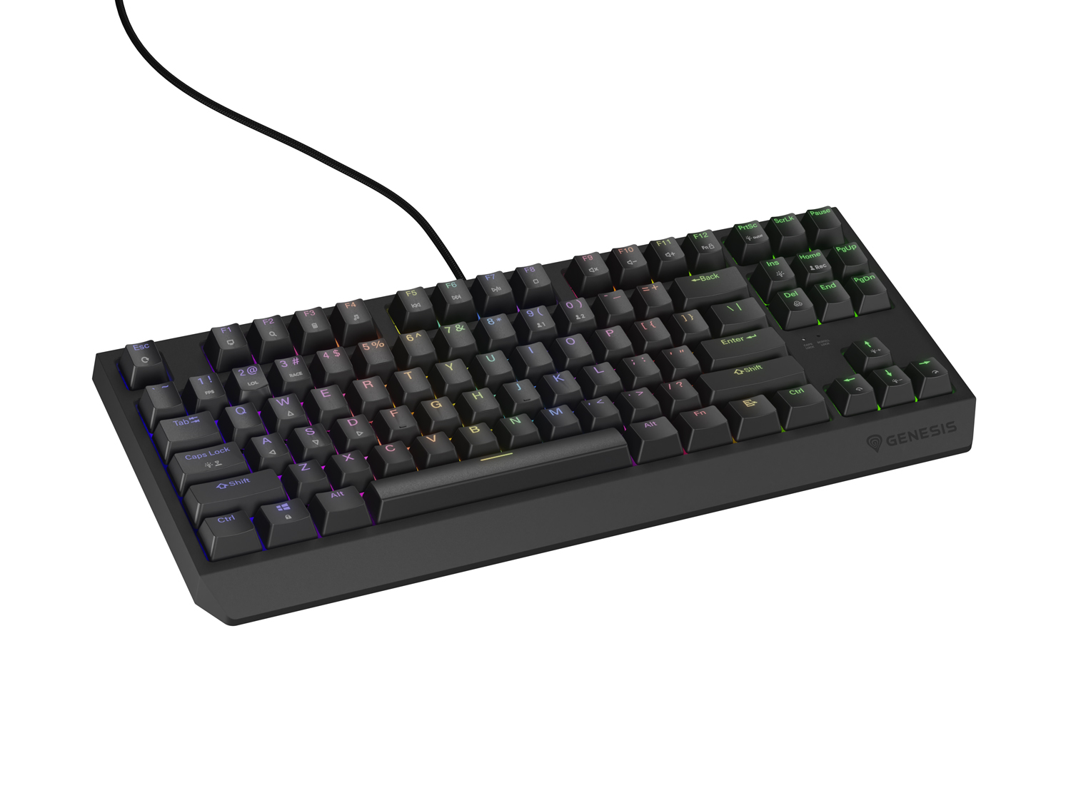Genesis herní klávesnice THOR 230/TKL/RGB/Outemu Brown/Drátová USB/US layout/Černá NKG-2079