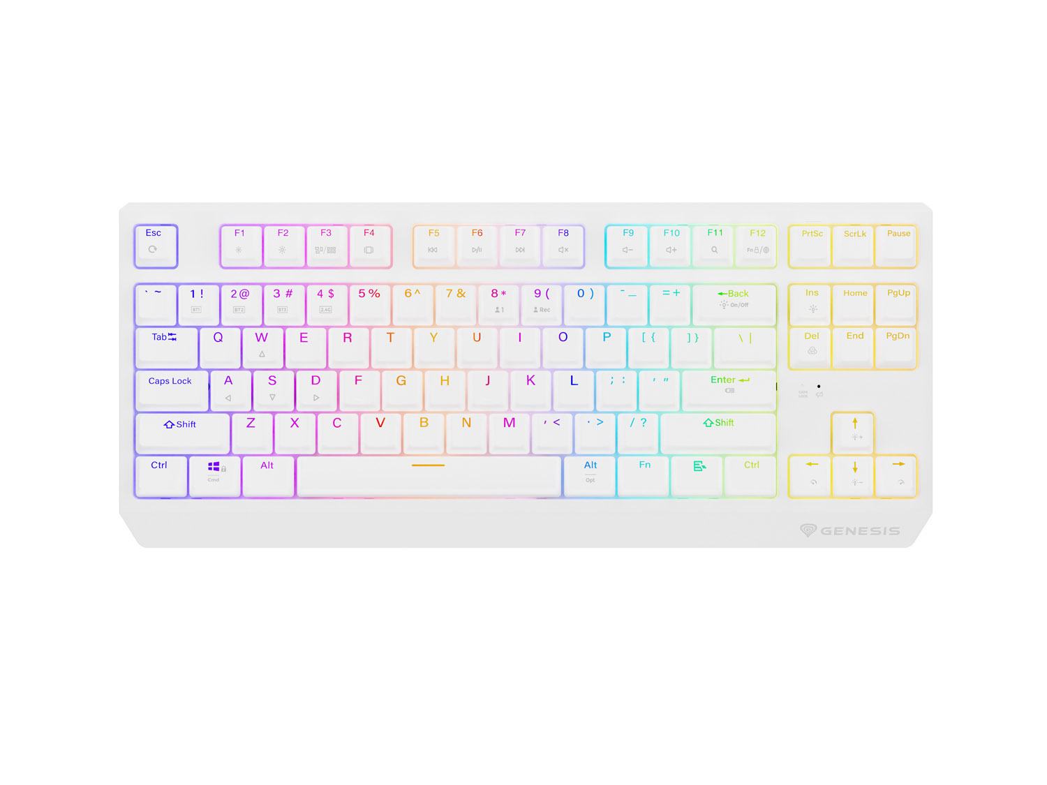 GENESIS herní klávesnice THOR 230/TKL/RGB/Outemu Red/Bezdrátová USB + Bluetooth/US layout/Bílá NKG-2165