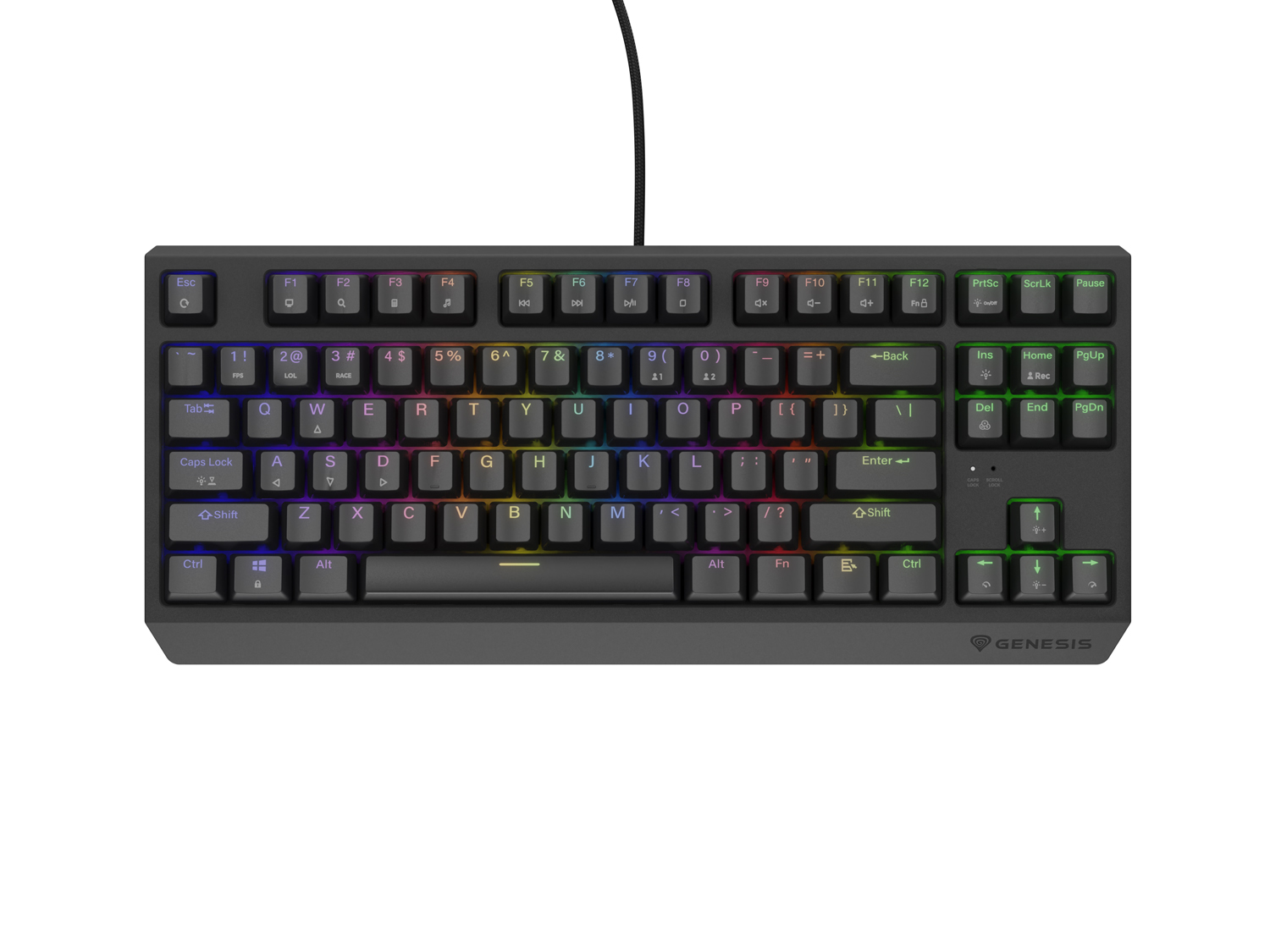 Genesis herní klávesnice THOR 230/TKL/RGB/Outemu Red/Drátová USB/US layout/Černá NKG-2077