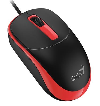 Genius DX-123 Myš, drátová, optická, 1200DPI, 3 tlačítka, USB, černo-červená 31010033406