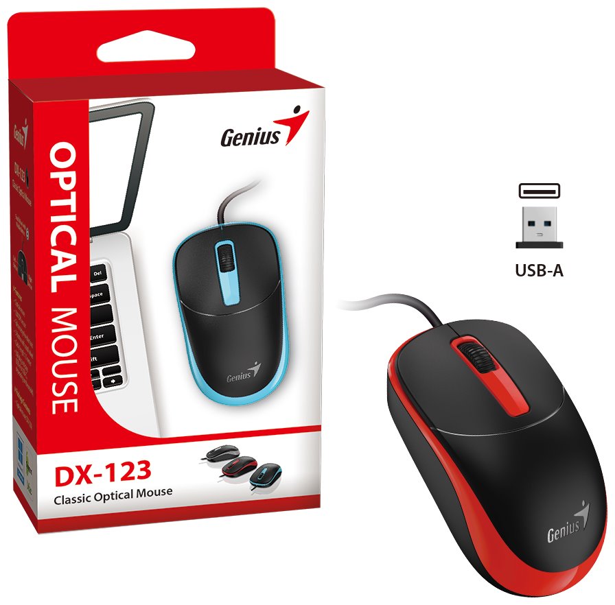GENIUS DX-123 Sunshine Red/ drátová/ 1200 dpi/ USB/ černočervená 31010033402