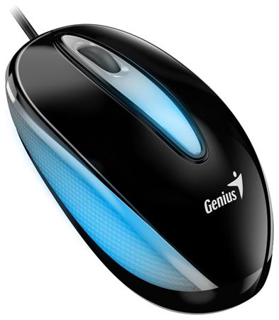 Genius DX-Mini / Myš, drátová, optická, 1000DPI, 3 tlačítka, USB, RGB LED, černá 31010025404