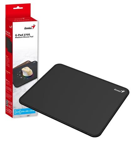 Genius G-Pad 270S, Podložka pod myš, 270×220×2mm, hladký textilní povrch, odolná proti rozlití tekutin,černá