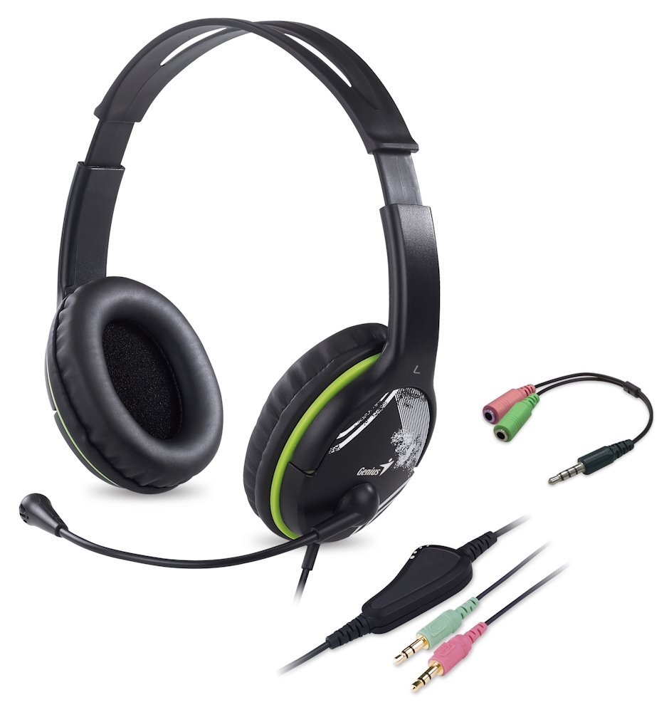 GENIUS headset HS-400A, 2x 3,5 jack, redukce na single jack 31710031400