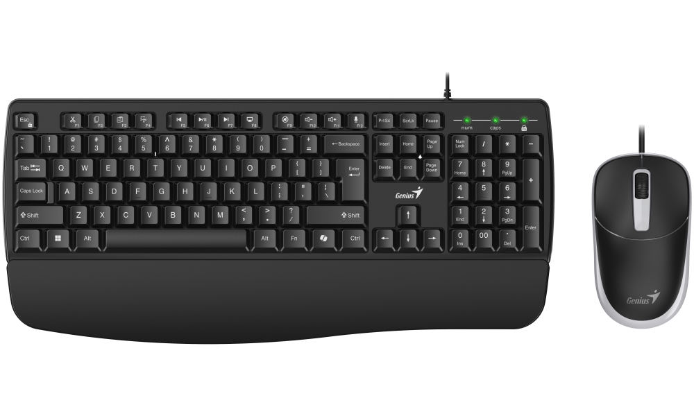 GENIUS KM-123/ Drátový set/ Ergo předložka/ Copilot/ USB/ černá/ CZ+SK layout 31330013403