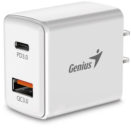GENIUS nabíječka PD-20AC, 20W, rychlé nabíjení, USB-C PD3.0, USB-A QC3.0, bílá 32590005400